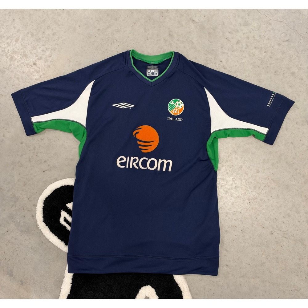 Vintage Umbro Ireland FAI Training Jersey 2002-2003 Navy Blue Large Eircom PPT